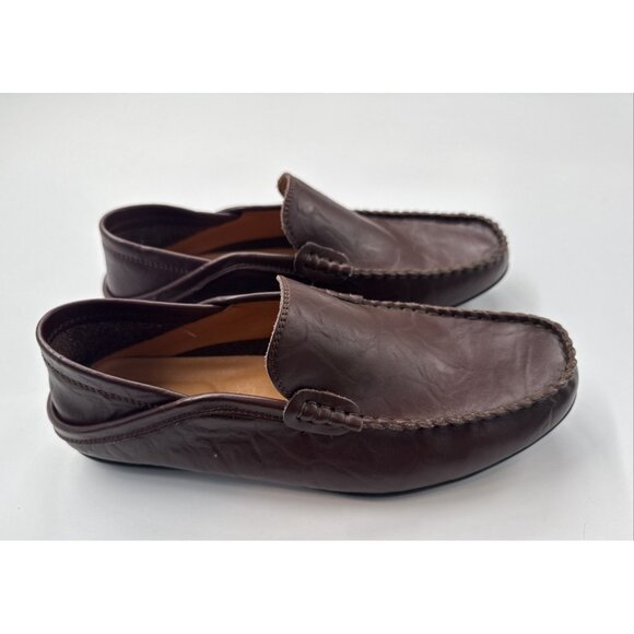 Go Tour Loafers Shoes Mens 10 Brown Leather Casual Comfort Slip on Driving - Picture 1 of 9